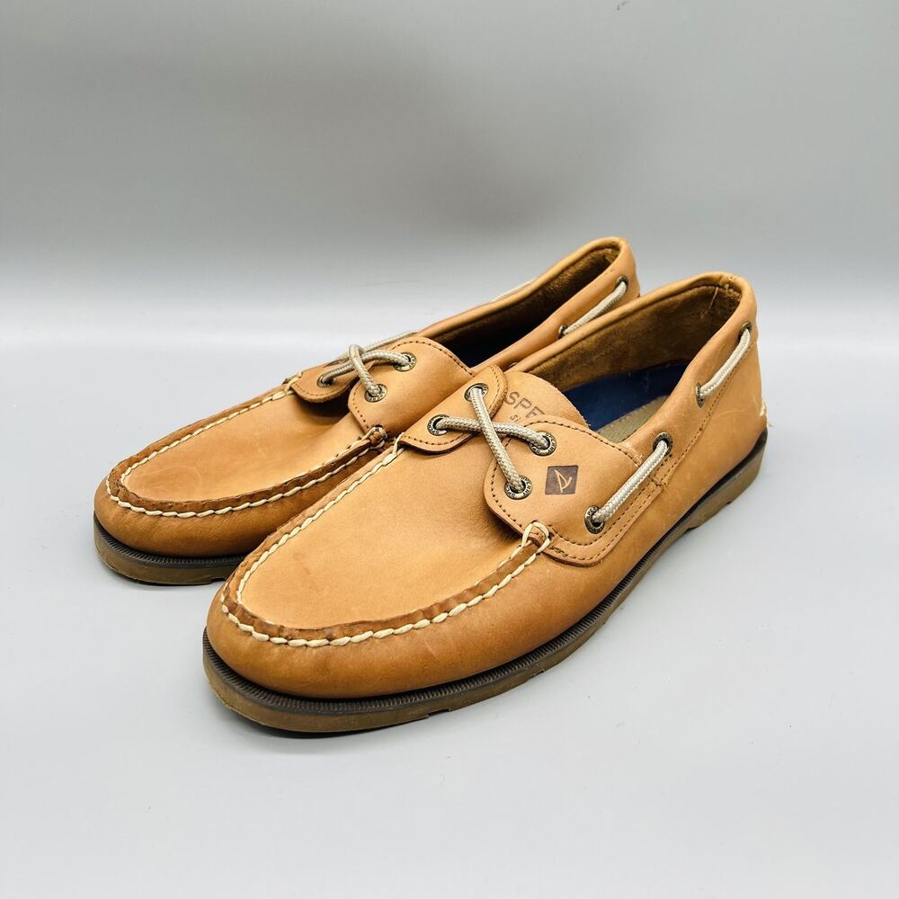 Sperry Shoes Mens 9 Brown Leather Top Sider Boat Deck Moc Toe Casual Comfort - Picture 3 of 11